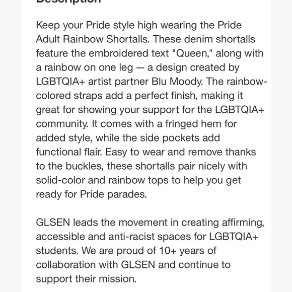 NEW Humankind Rainbow Overall Shorts • Super Cute!!! - Picture 8 of 8